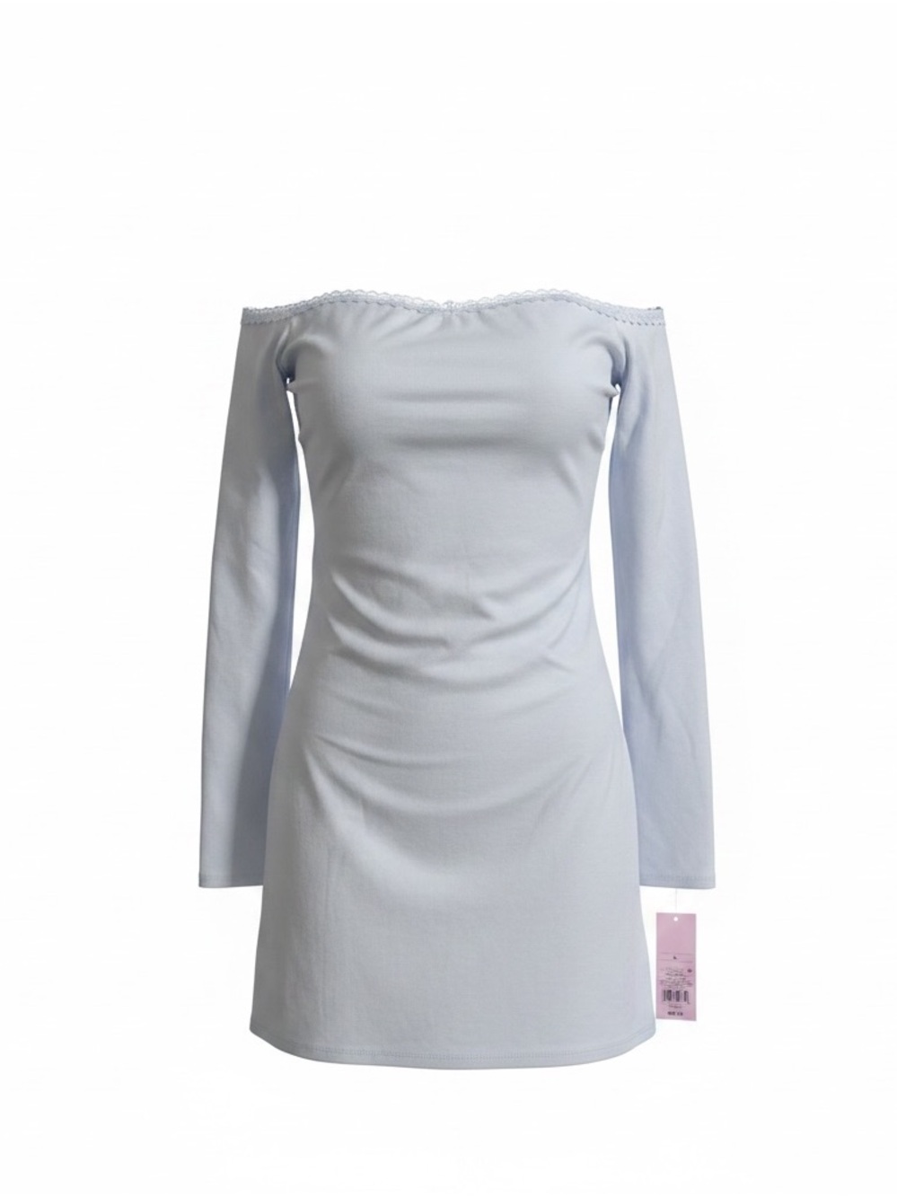 wild fable Light Blue Off-Shoulder Long-Sleeve Mini Dress